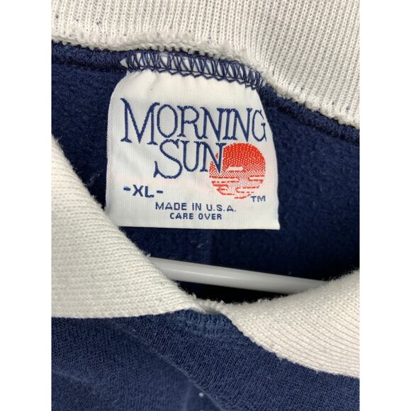 Vintage Morning Sun Cardinals Snow Dark Blue Collared Printed Sweatshirt Size XL - Picture 6 of 10